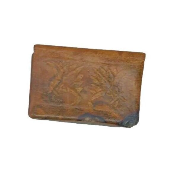 Egyptian Camel Leather Trinket Pill Jewelry Box Pharaoh Brown Cat Bastet 2.5" - Picture 6 of 9